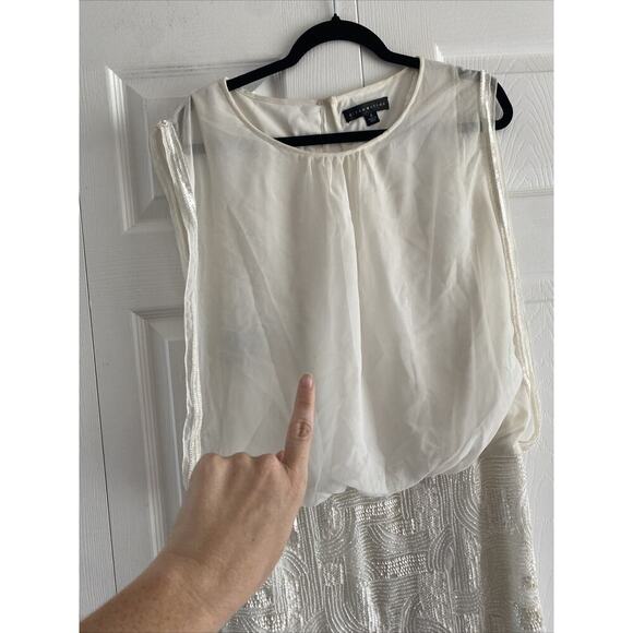 Aidan Mattox Womens 4 Ivory White‎ Beaded Dress Formal Event Glam - Picture 6 of 11